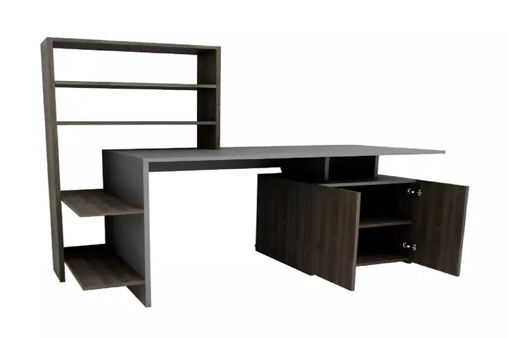 Skrivbord Hanah Home Melis Valnöt Antracit Spånskiva 146,3x73,8x60 cm - Skrivbord - 8682870728479 - 1