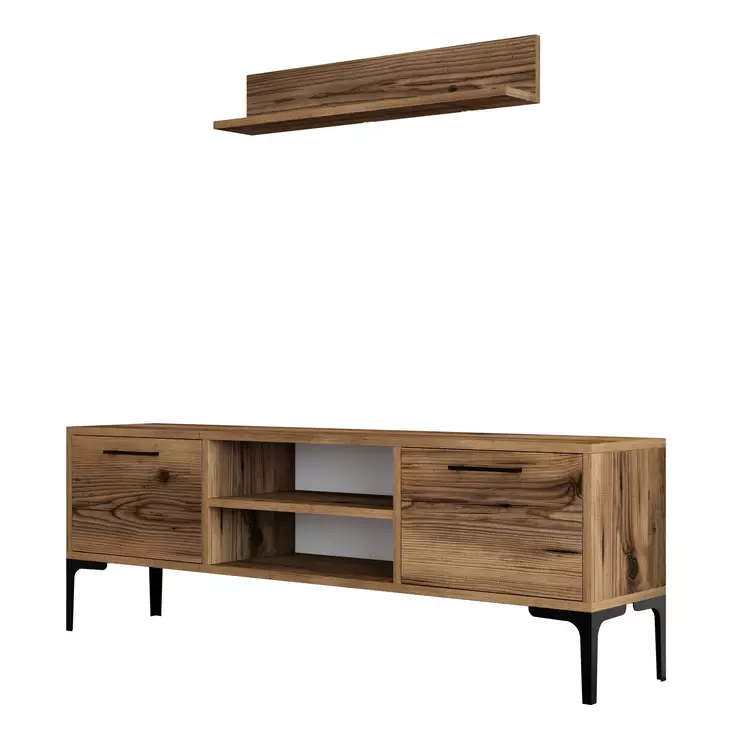 TV-bänk Hanah Home Riga Valnöt Spånskiva 140x48x30 cm - TV-bänkar - 8683742130529 - 1