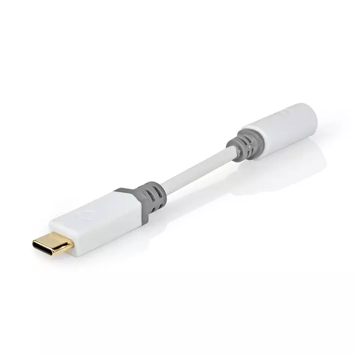 USB-C Adapter | USB 2.0 | USB-C Hane | 3.5 mm Hona | 0.10 m | Rund | Guldplaterad | PVC | Vit | Låda - Dator och nätverk - 5412810336609 - 1