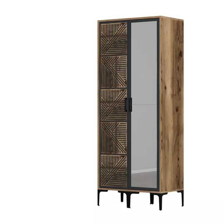 Garderob Hanah Home Kumsal PR Valnöt Antracit Spånskiva 80x47,5x201,4 cm - Garderober - 8684282088929 - 1