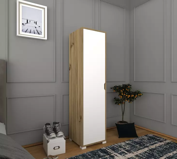 Garderob Hanah Home 1600 014 Ljus Valnöt Vit Spånskiva 40x183x45 cm - Garderober - 8684283109999 - 1