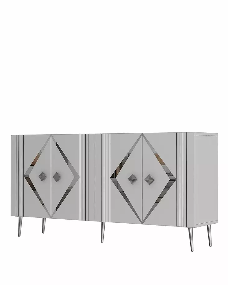 Konsolbord Hanah Home Domino KB150 Vit Silver Spånskiva 150x75x35 cm - Byråer och skåp - 8684283560349 - 1