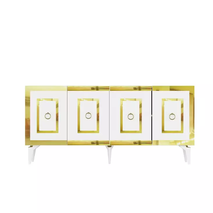 Konsolbord Hanah Home Karya Vit Guld Spånskiva 150x40x79 cm - Byråer och skåp - 8684282612599 - 1