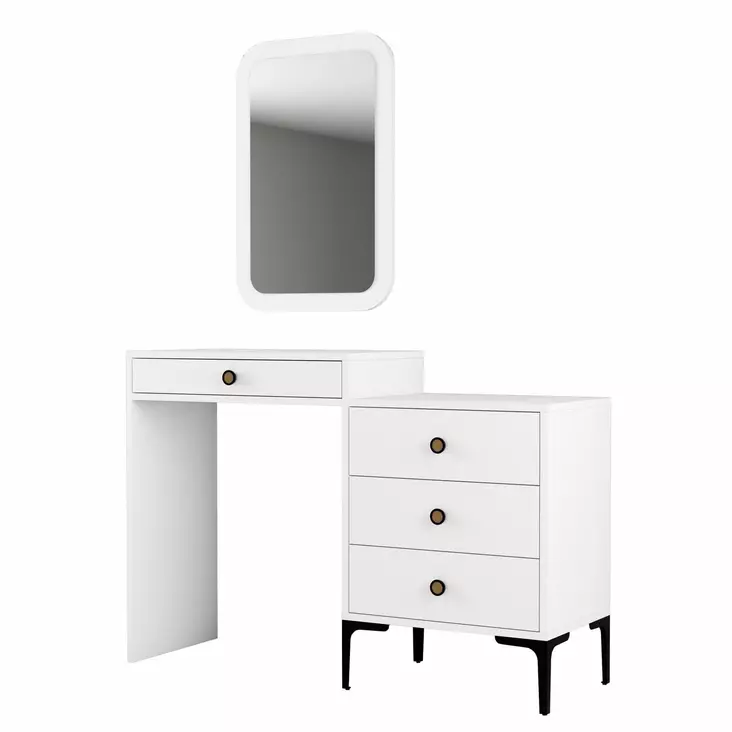 Sminkbord Hanah Home Lizbon 549 Vit Spånskiva 124x84,7x40 cm - Toalettbord - 8683743327249 - 1
