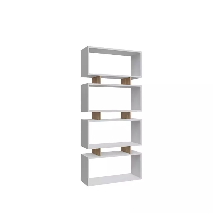 Bokhylla Hanah Home Langdon Vit Ek Spånskiva 72,5x25x161 cm - Bokhyllor - 8683742033189 - 1