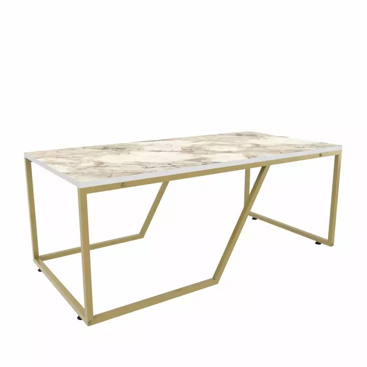 Soffbord Hanah Home Wendy Vit Guld Spånskiva 120x60x48 cm - Soffbord - 8683743117949 - 1