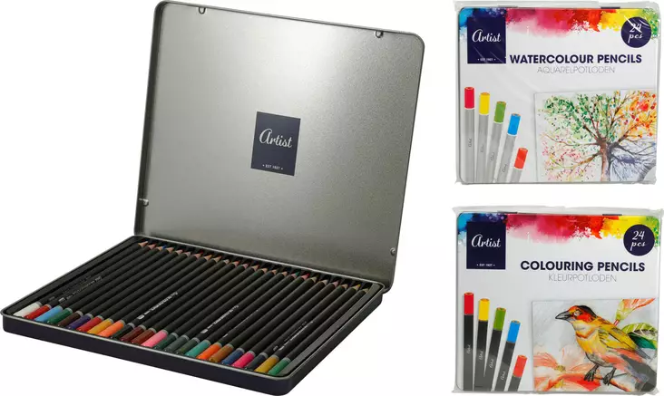 Färgpennor 24 st, högkvalitativ blyerts, plåtförpackning - Hushållsprodukter - 8721037309189 - 1