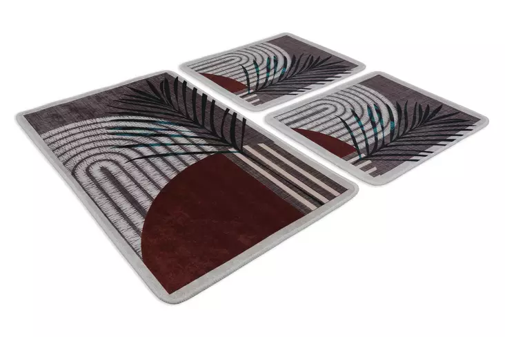 Badrumsmatta Set Mijölnir Flerfärgad 100% Polyester Antibakteriell Halkfri 50x60 cm & 60x100 cm - Badrumsmattor och våtrumsmattor - 8683342801669 - 1