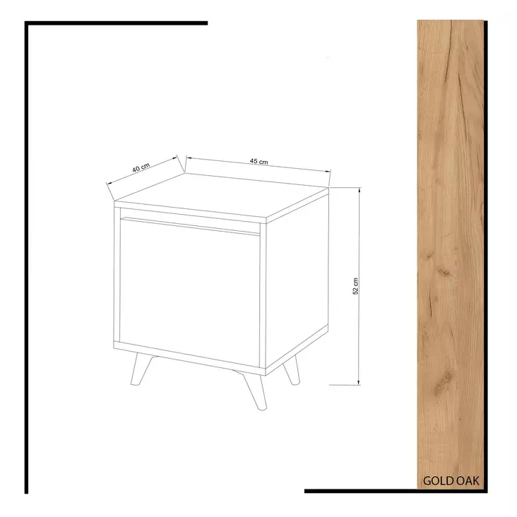Sängbord Hanah Home Yeppuga Ek Spånskiva 45x52x40 cm - Nattduksbord - 8681875126679 - 1