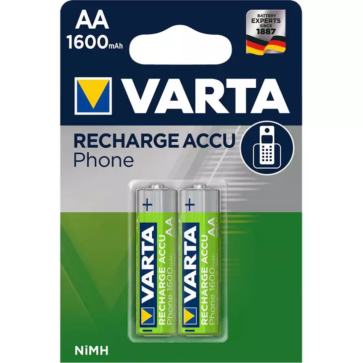 Laddningsbara NiMH-batteri AA 1.2 V 1600 mAh 2-Blister - Batterier för uppladdning - VARTA-T399B - 1