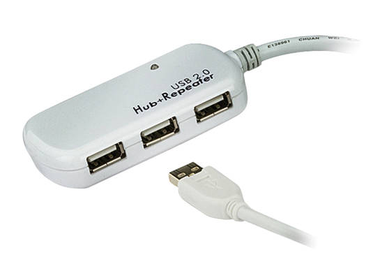 Aktiv USB 2.0 förlängningskabel USB A hane - 4x USB Hub 12 m Elfenben - Dator och nätverk - AT-UE2120H - 1