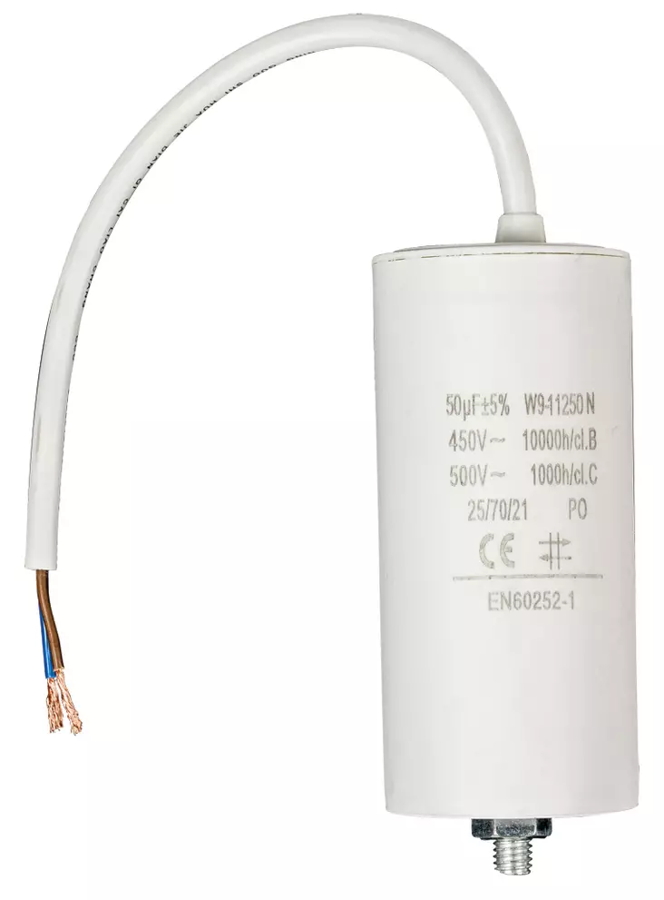 Kondensator | 50 uF | 450 V | Faston + Cable | 1 st. - Reservdelar - W9-11250N - 1