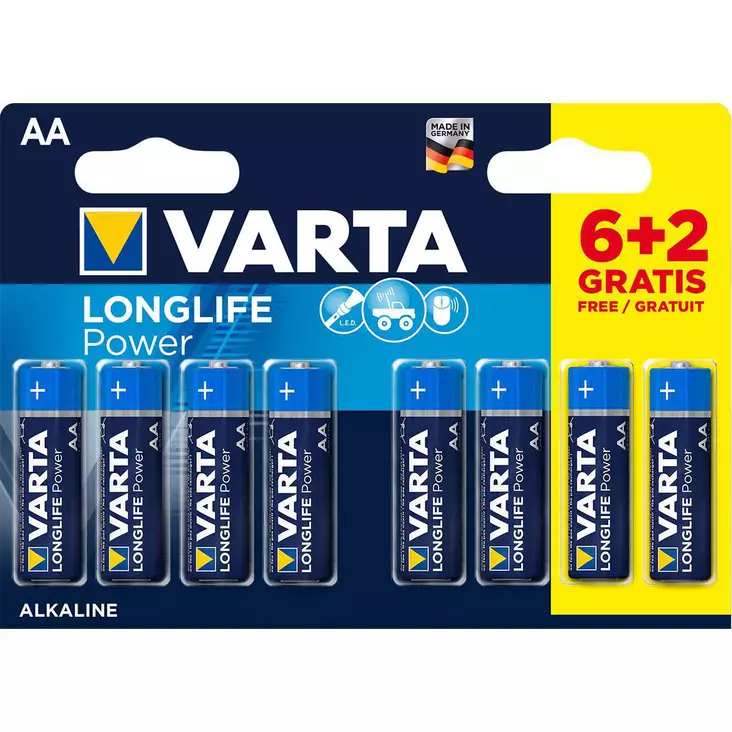 Alkaliska Batterier AA 1.5 V High Energy 8-PR Blister - Alkaliska batterier - VARTA-4906SO - 1